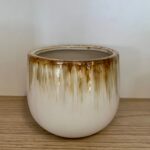 Cachepô Cerâmica Branco/Bege