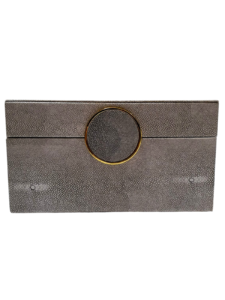 Caixa decor em madeira c/ pele de arraia 25cmX17cmX14cm