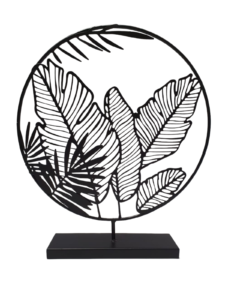 Escultura em metal círculo c/ folhas