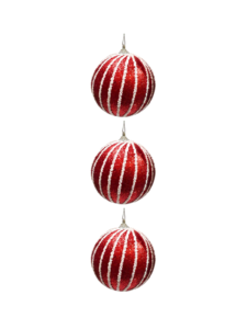 Bola de natal vrm/br 10cm c/3
