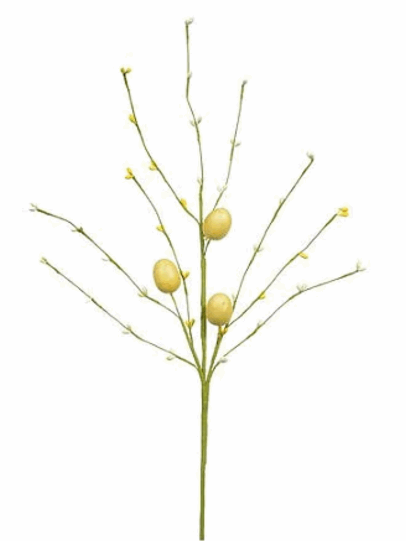 Galho C/Ovo x3 Amarelo 65CM