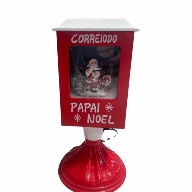 Mini Poste De Mesa Com Neve e Som 37CM