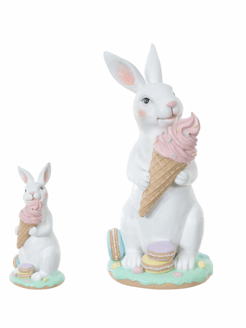 Resina Páscoa Coelho c/Sorvete 34CM