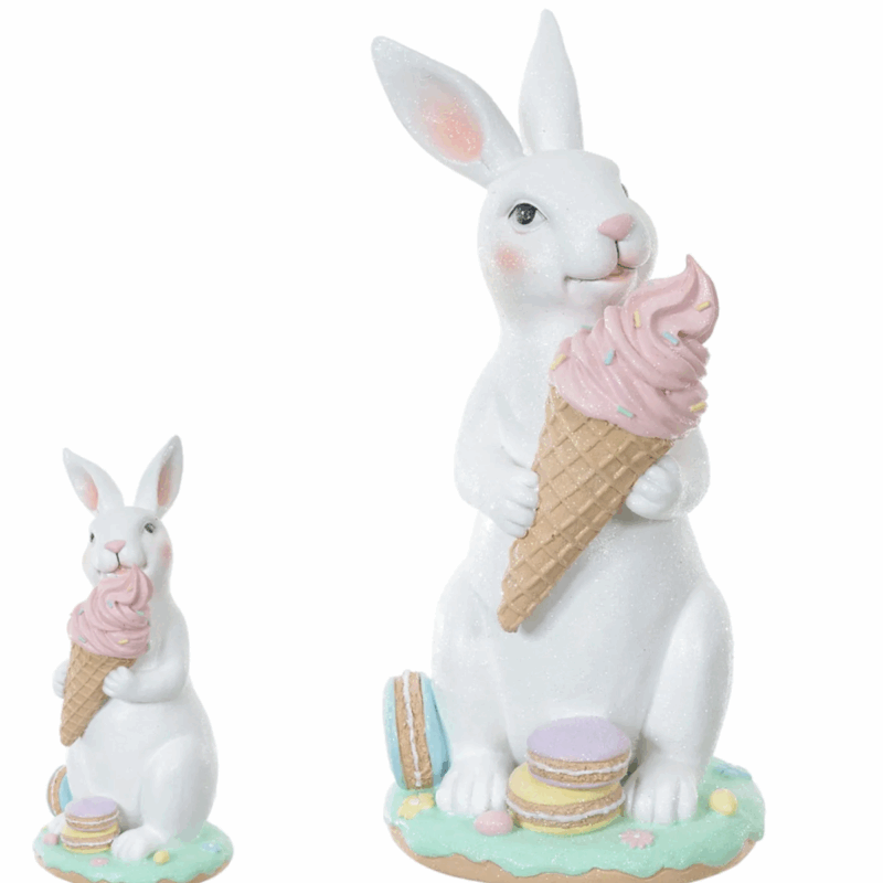 Resina Páscoa Coelho c/Sorvete 34CM