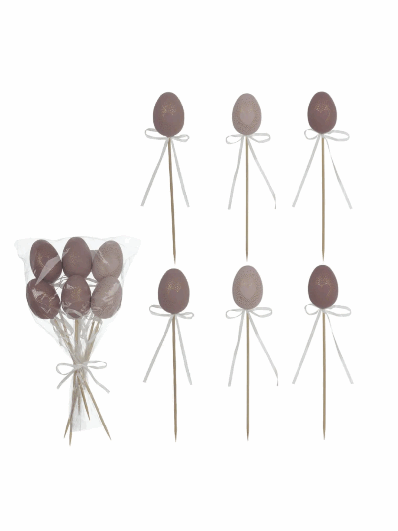 Páscoa Enfeite Ovos Pick C/6 UN 6CM