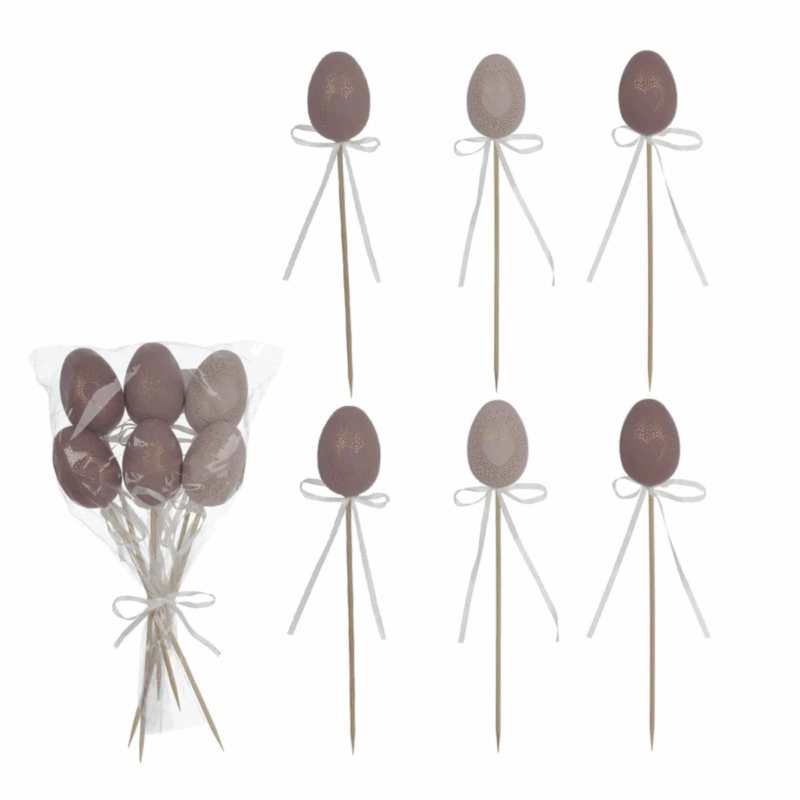 Páscoa Enfeite Ovos Pick C/6 UN 6CM