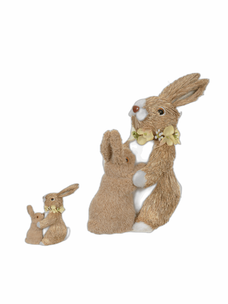 Páscoa Coelho Mãe e filho Palha 24X18CM