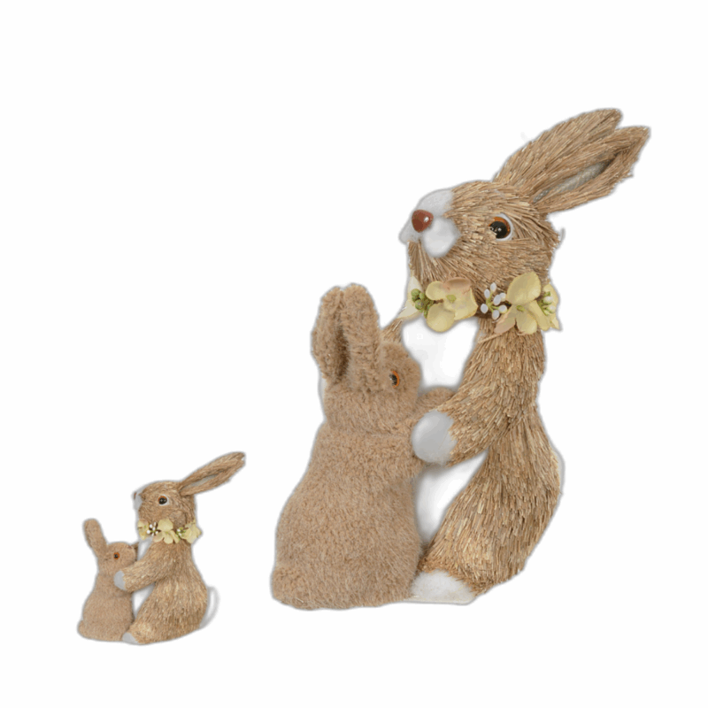 Páscoa Coelho Mãe e filho Palha 24X18CM