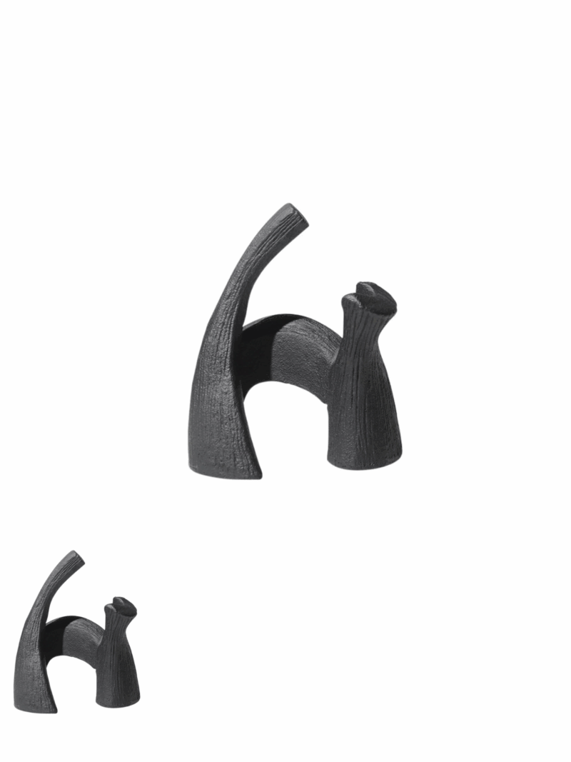 Estatueta Gatti Preto  P/Resina 18X16CM