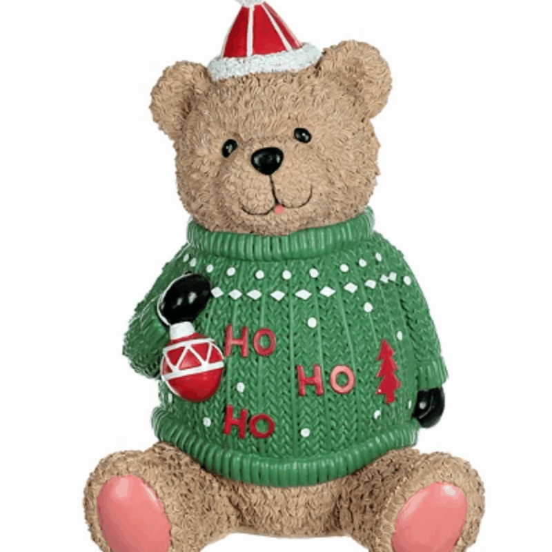 Urso De Natal Em Resina Sentado 21X31