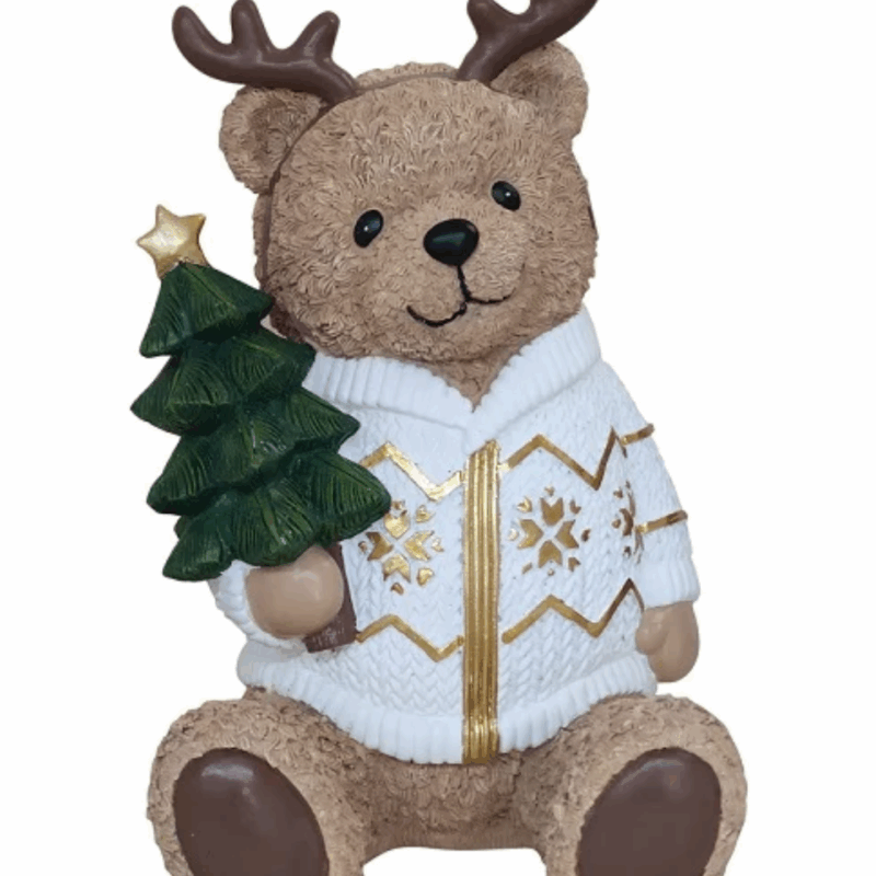 Urso De Natal Sentado De Resina VRM 30X20