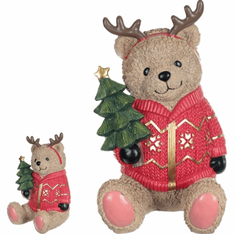 Urso De Natal Sentado De Resina VRM 30X20