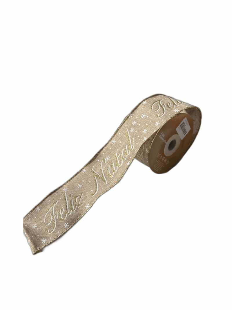 Fita Armada Linho Glitter C/Custura ( BEGE DOURADO)  6,3cmX9,14m