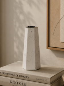 Vaso branco marmorizado P