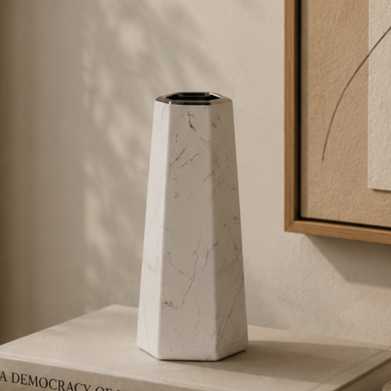 Vaso branco marmorizado P