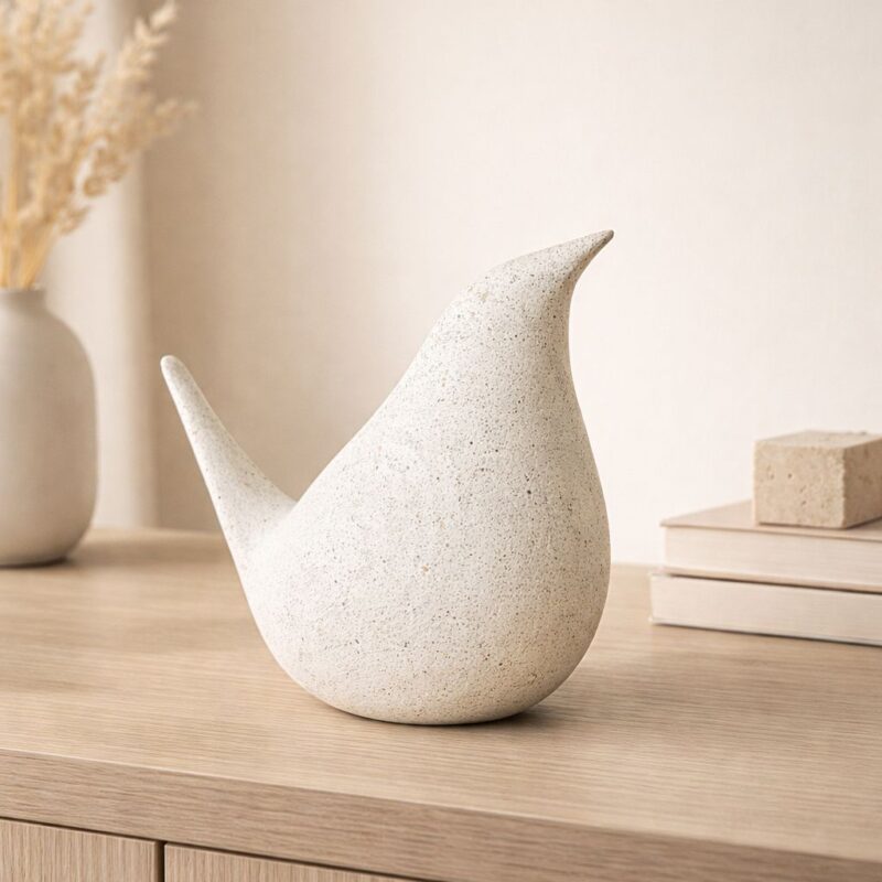 Passáro em resina off white P