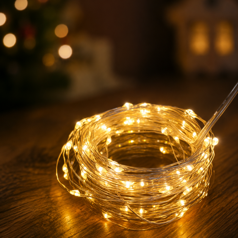 Fio de fada 100 leds brq pilha 10m