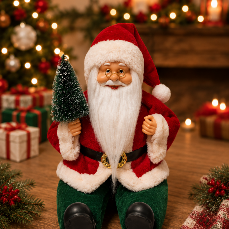 Papai noel sentado vrm/vd 30cm