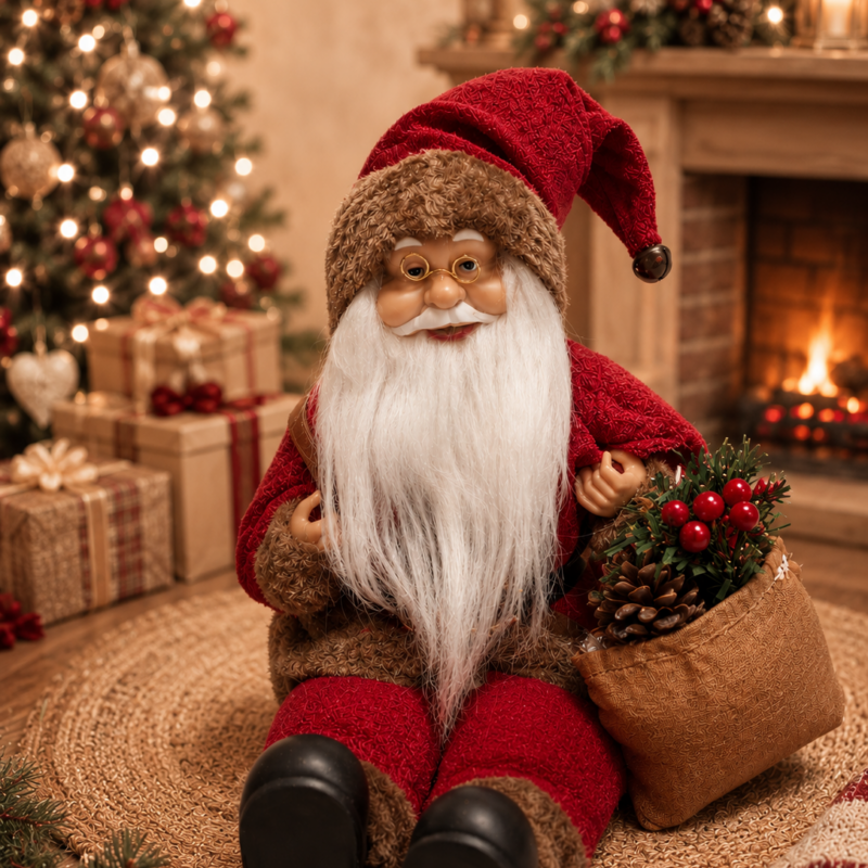 Papai noel sentado vrm/bg 30cm