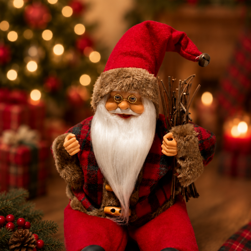 Papai noel sentado vrm/bg 30cm