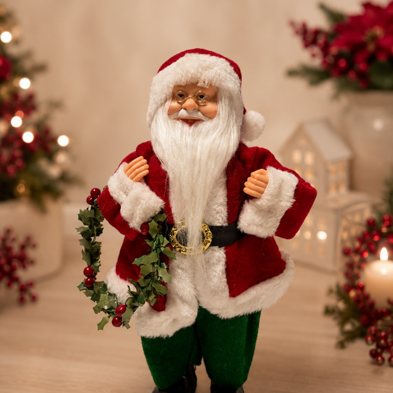 Papai noel em pé vrm/vd 30cm
