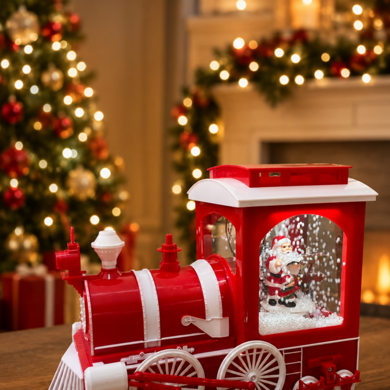 Trem de natal retrô vermelho/branco 24cm
