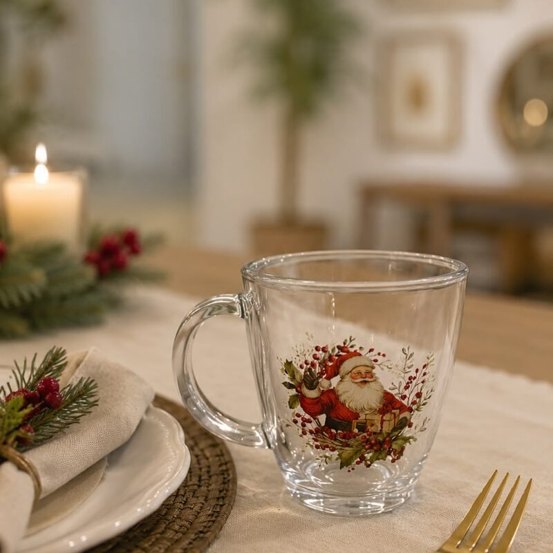 Caneca de vidro natalina