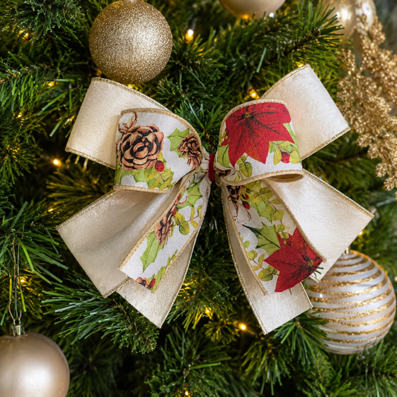 Kit 12 laços de natal duplos em veludo dupla face – 22 × 25 cm